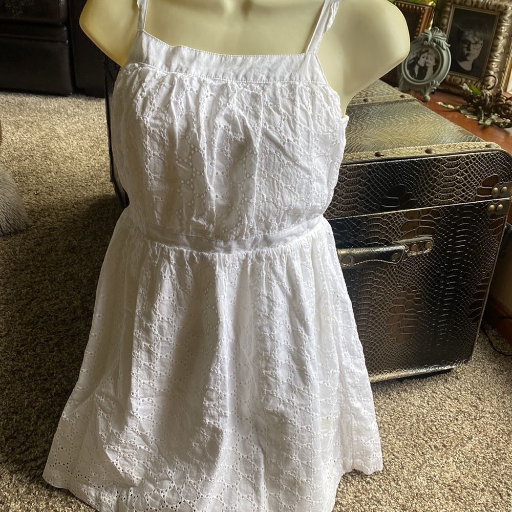Girls Beautiful White Cotton EYELET Dress